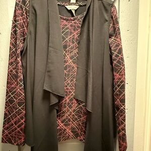 Chic Black and Pink Patterned Layered Top